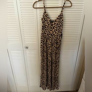 Stretchy cheetah print wide leg romper (Express)
